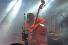 Bridget Kearny plays the stand up bass