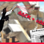 Fictional depiction of Bono spray painting the fountain at Justin Herman Plaza in SF