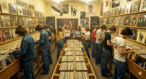 A record store in the 70's (AI)